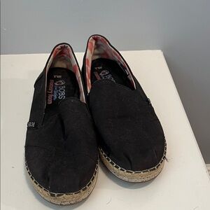 BOBS from Skechers Black Espadrille Slip-On Shoes with Floral Lining